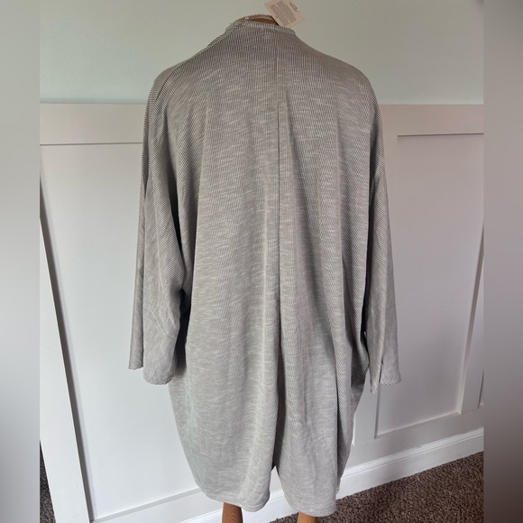 DONNI ribbed knit striped open Front Cardigan kimono one size  grande tall NWT - Picture 3 of 8